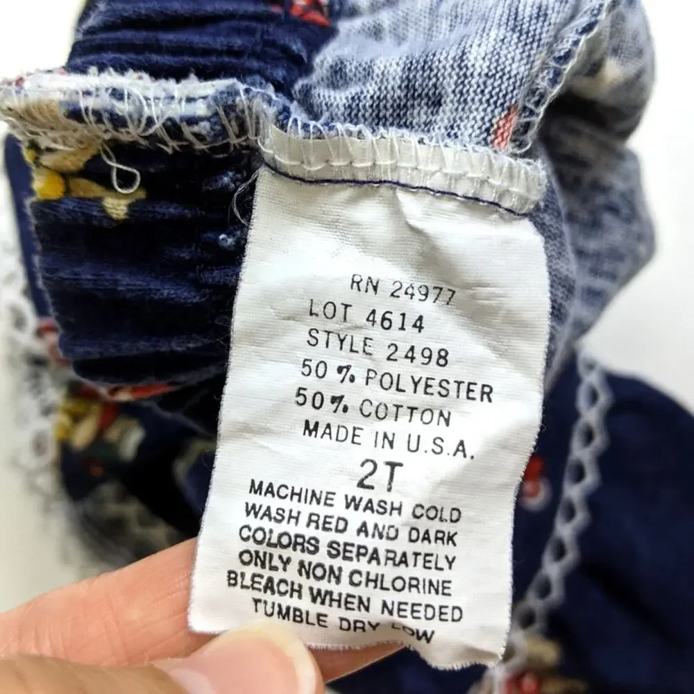 Vintage Skirt Girls Size 2T Bear Printed Navy Twirly